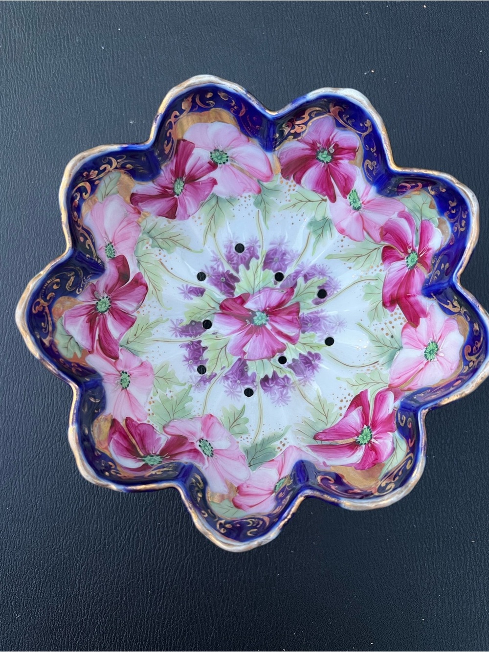 Vintage Nippon Hand-Painted Floral Berry Bowl